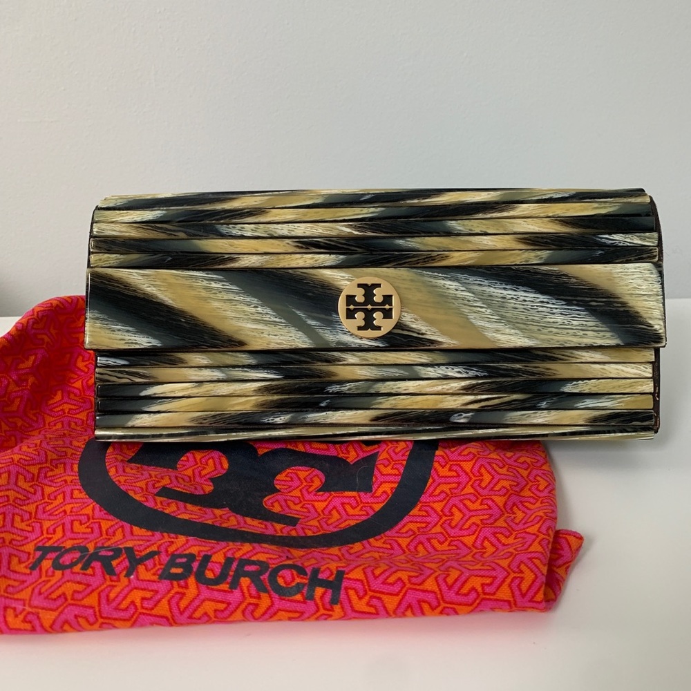 Tory Burch Hard Tortoise Shell Resin Clutch